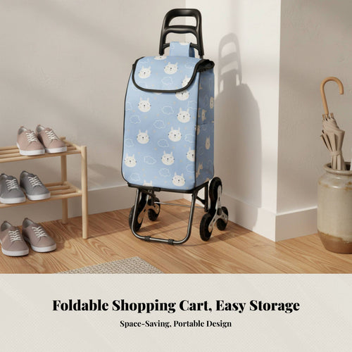Cotton Linen Shopping Trolley, Foldable, Lightweight, Home, Stair Climbing
