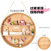 圆形木质壁挂娃娃展示柜OB11bjd娃屋收纳架微缩场景DIY挂墙置物架