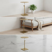 Adjustable Side Table Compact Side Table with Metal Base for Living Room
