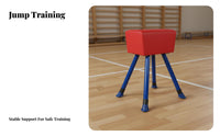 Red Gymnastics Vaulting Horse Kids, Metal Childrens Vaulting Horse for Plyometric Training, Non-Slip Portable Gymnastics Equipment