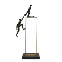 Abstract Human Sculpture Metal Figurine with Base Human Figurine Ornament for Bookshelf