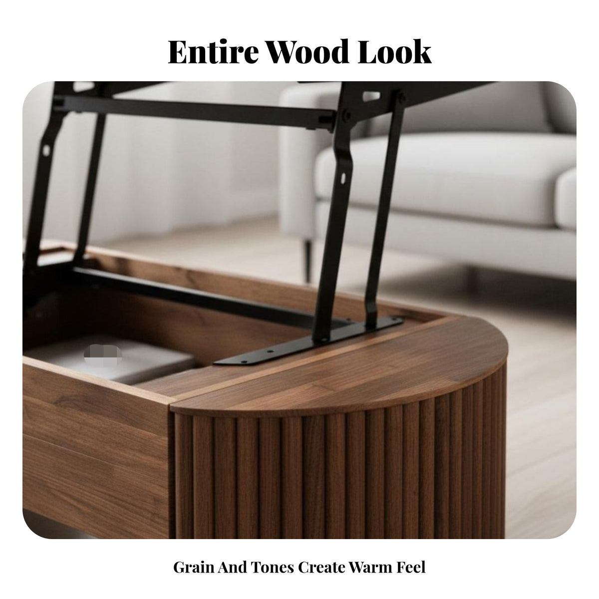 Nordic Design Lift-Top Coffee Table Multi-Functional Lift-Top Storage Table Space-Saving Living Room Furnishing Multipurpose Use for Apartment Dwellers, Telecommute Workers, Homeowners, Small Areas, Home Office, Lounge Area