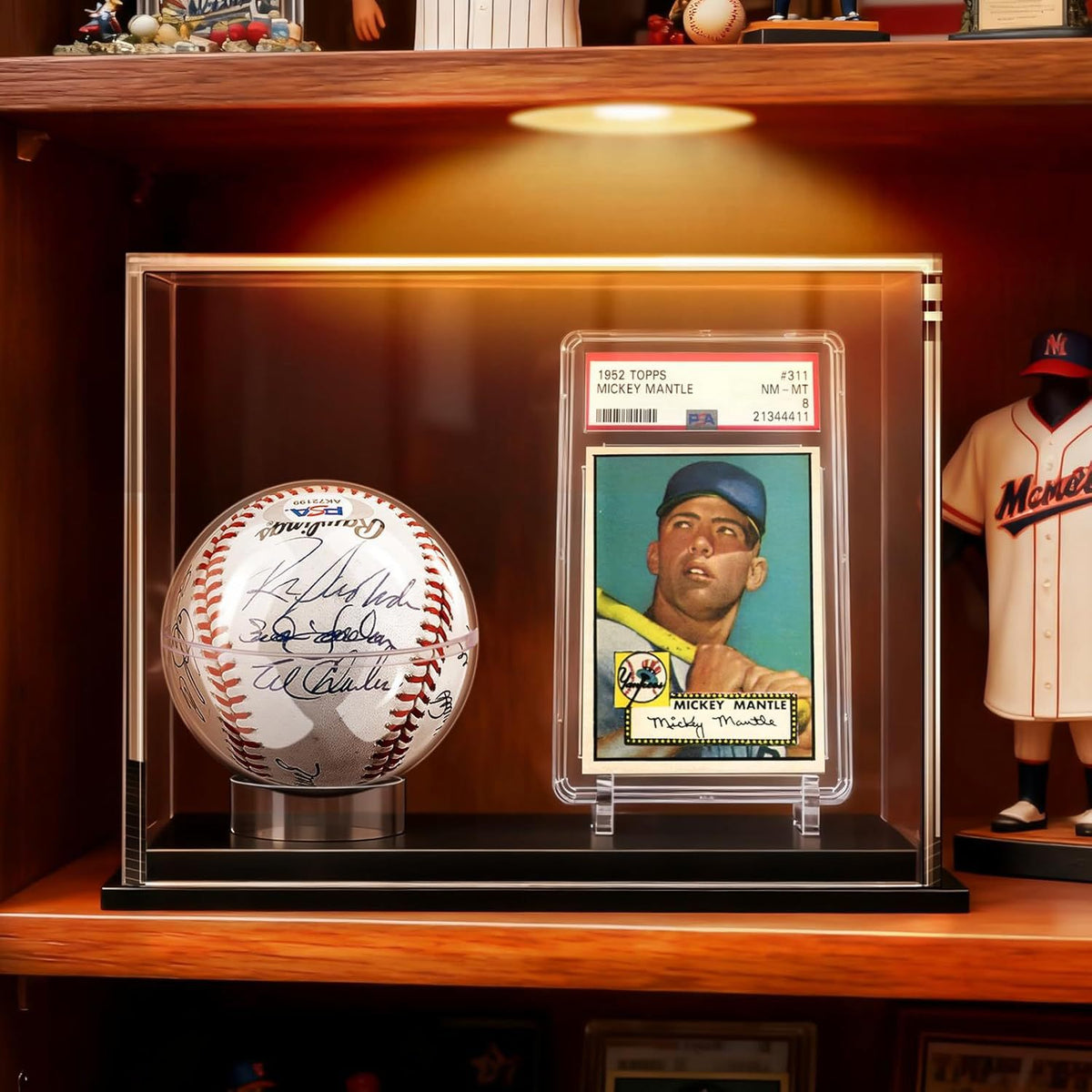 Acrylic Baseball and Card Display Case with Stand, Golf Ball Dustproof Showcase