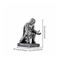 Kneeling Knight Figurine Pen Holder Multifunctional Medieval Statue Pen Rest Multi-Functional Armored Knight Desk Organizer for History Buffs