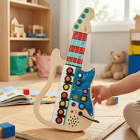 Guitar Busy Board Interactive Wooden Busy Board Compact Switch Toy for Airplane