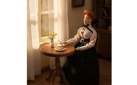 Vintage Style Ceramic Dollhouse Doll Cloth Porcelain Doll with Stand Posability Miniature Porcelain Lady Cute for Collectors