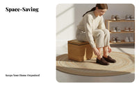 Woven Storage Stool Long-Lasting Frame Footstool Multi-Functional Design