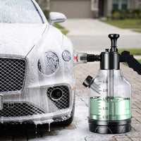 Spray Bottle Pressure Sprayer for Car Cleaning and Car Wash, Manual Pump Sprayer for Car Foam, 2L Hand Pump Action with Flat Base, 2 Types Nozzle