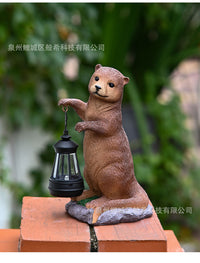 Solar Otter Lantern Garden Resin Animal Statue Decoration