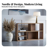 Nordic and design Multi-Compartment bookshelf adaptable assembly bookshelf with Doors accessible Shelving Low Cabinet Large Capacity for Interior Design Lovers, Book Collectors, Apartment Dwellers, Entryway, Study Room, Bedroom