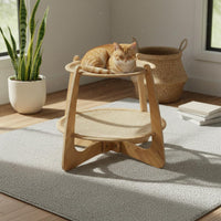 Wooden Cat Hammock Bed All Season Use Double Layer Cat Bed Breathable Animal Lounging Area for Cats, Kittens, Summer, Indoor