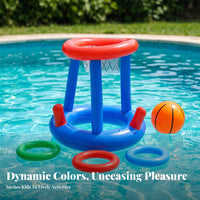 With Net 2-in-1 Pool Game Set Interactive Play Pool Basketball Toy PVC Recreation Item Repair Sealing Kit Included for Children