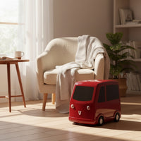 Narrow Bus Trash Can Compact Slim Trash Can with Wheels Plastic Garbage Bin Elegant for Toddlers, Bedroom