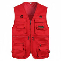 Multi Pockets Fishing Vest Loose Fit Photographer's Travel Vest Outdoor Work Cargo Jacket for Fishermen, Photographers, Hiking