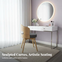 Swivel Chair with Exposed Back Tapered Legs Vanity Stool Soft Comfort