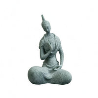 Buddha Figurine Green Sandstone Home Decor Piece Zen-Style