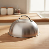 BBQ Dome Cover Stainless Steel Griddle Cover with Handle Brushed Grill Lid for Backyard Cooks, Outdoor Cooking