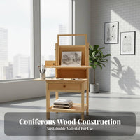 Solid Wood Construction Adjustable Easel Desk Stable Structure Drawing Desk with Integrated Easel Multi-Functional Wooden Art Workstation Multifunctional for Designers, Hobbyists, Classroom, Workshop, Crafting, Writing