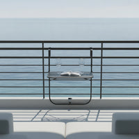 Hanging Table with Mesh Top Foldable Hanging Balcony Table Metal Furniture for Renters, Small Areas