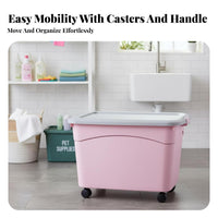 Plastic Storage Box, Organizer Bin with Handle, Large Capacity, Clothes, Toys, Bedroom, Modern Minimalist, Covered, Random Color