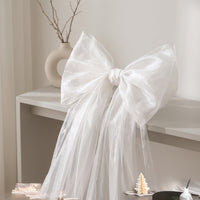 Flowing Diaphanous Bow with Drapes Oversized Christmas Tree Bow Large Decoration Elegant for Wedding, Party Backdrop