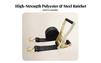 Polyester Strapping Ratchet Tie-down Strap High Break Strength Ratchet Tie-down Straps Long-Lasting for Vehicle Owners, Hauling Vehicle
