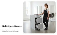 Hair Salon Tool Cabinet Modern Minimalist Design Hairdressing Storage Cart Construction Double-Sided Barber Station for Barbers, Beauty Parlor