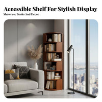 Corner Bookcase Space-saving Multi-tier Storage Rack Display Shelving Unit with Curved Baffle Suitable for Book Lovers Apartment Dwellers Study Small Areas Living Room