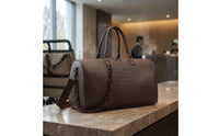 Detachable Shoulder Strap Crocodile Embossed Duffel Water-Resistant Crocodile Embossed Duffel Bag Zippered