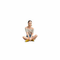 Cross-Legged Female Miniature Highly Detailed Sitting Woman Figurine Diorama Accessory for Hobbyists