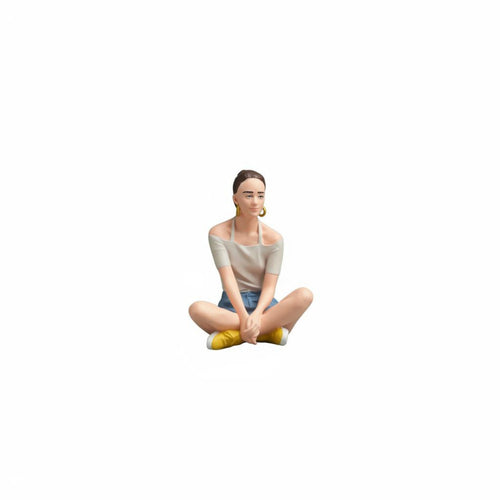 Cross-Legged Female Miniature Highly Detailed Sitting Woman Figurine Handhandcrafted Female Figure for Collectors, Hobbyists, Sand Tables