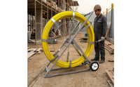 Cable Threading Reel Cart Wear-Resistant Cable Reel Cart with Towing Head 12mm Conduit Rodder with Wheels for Electricians, Construction Sites