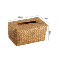 Handmade Straw Tissue Box Vintage Design Seagrass Napkin Holder Multi-Purpose
