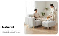 Nordic design Curved Boucle Settee Space-Saving Loveseat Minimalist Aesthetic Upholstered Seating Wooden Legs for Apartment Dwellers, Interior Designers, Living Room, Bedroom, Lounge Area, Entryway