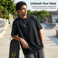 Oversized T-Shirt for Crew Neck, Distressed Spray Dye Loose Fit Tee, Casual Summer Wear for Young Adults, Drop Shoulder Short Sleeve