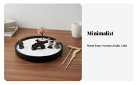 Mindfulness Tool Desktop Zen Garden Promotes Relaxation Japanese Rock Garden Kit Meditation Sandbox for Adults, Students, Home, Workstation