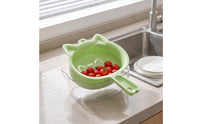 Compact Fruit Drainer Basket Hanging Drainer Basket with Tray for Kitchen, Apartment, Dorm