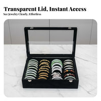 Large Capacity Bangle Display Case Dust-Proof Velvet Lined Jewelry Tray Multi-Functional for Women, Gift Givers, Vanity, Bedroom, Closet