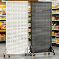Movable Pegboard Floor Standing Storage Rack with Wheels