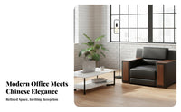 Genuine Leather 3-Piece Seating Group with Table Modern Design Sofa Set Business aesthetic Commercial Furnishing for Corporate Buyers, Office Managers, Waiting Room