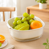 Colander Bowl Set 2-Tier Draining Bowl Plastic Vegetable Washing Fruit-Friendly Time-Saving Cooking