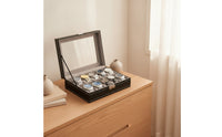 Leather-Style Watch Box Multi-Slot Watch Case Padded Shielded for Collectors, Dresser, Home