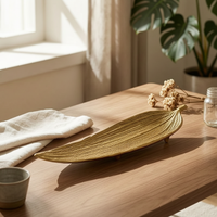 Leaf-Shaped decorative Tray with Feet Decorative Leaf Tray Low-Profile for Coffee Table