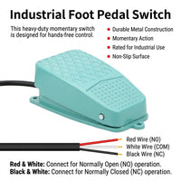 Heavy Duty Metal Foot Pedal Switch, Industrial Foot Switch, Latching Mode Foot P #variant:TFS-2