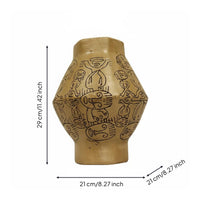 Hand Painted Tribal Vase Etched Texture Decorative Object Art Aesthetic