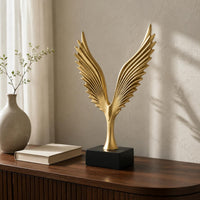 Gilded Eagle Statue Layered Feathers Winged Eagle Figurine Resin