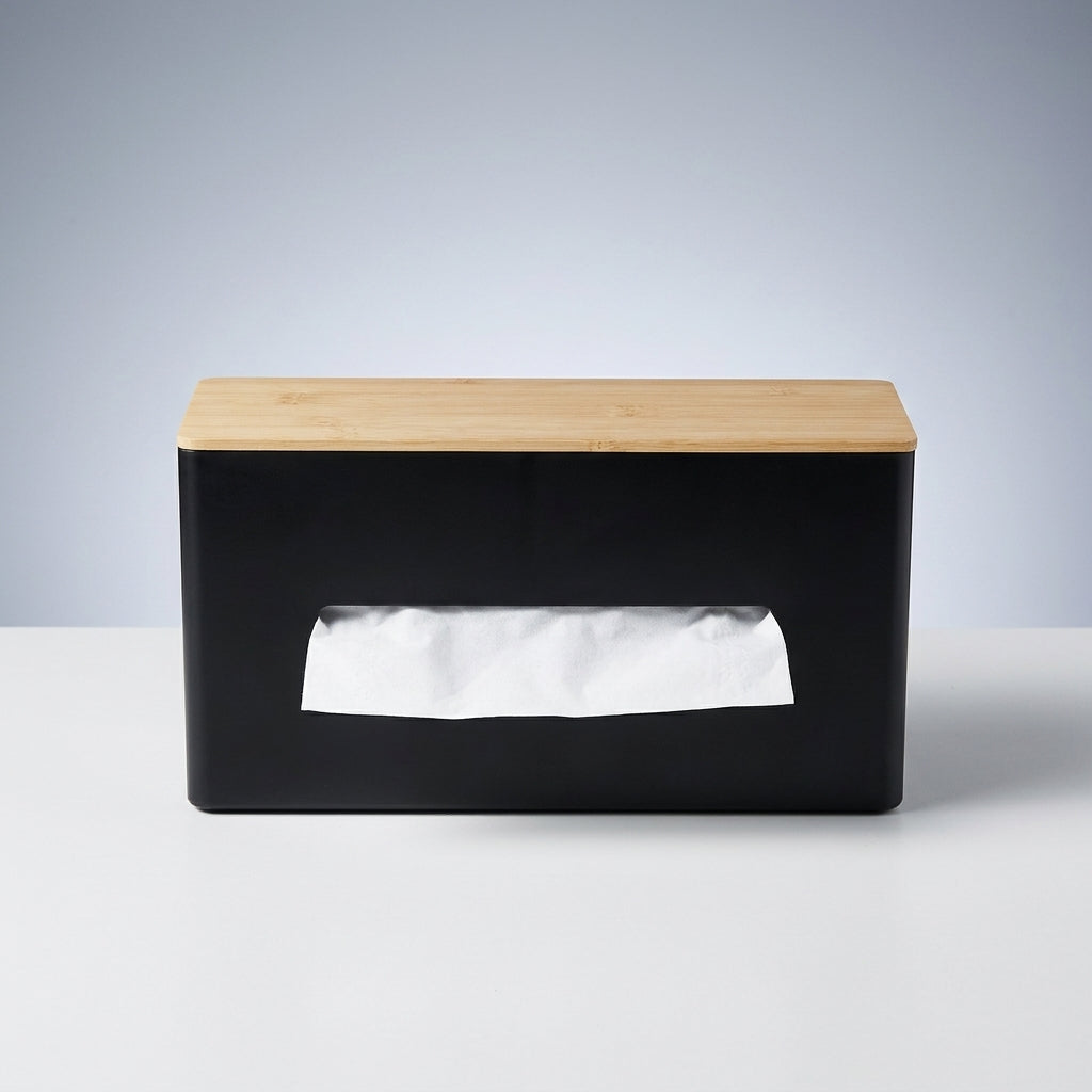 Tissue Box with Decorative Etched Lid for Home Office, Modern Minimalist Style Holder for Living Room, Multi-purpose Desk Organizer, 1 Pack