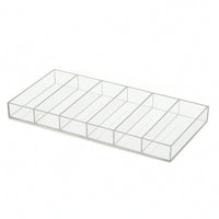 6-Compartment Acrylic Cosmetic Storage Box Rectangular Eyeglass Organizer with Six Compartments Easy Access Makeup Brush Tray Space-Saving for Beauty Enthusiasts