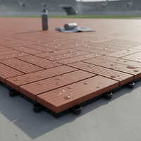Outdoor PE Wood Plastic Composite Decking Tiles for Garden Patio Balcony, 300x300mm Interlocking WPC Boards