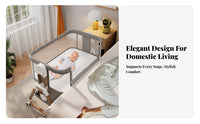 Multi-Functional Adjustable Bedside Sleeper Portable Design Wheeled Co-Sleeper Rocking Mode Baby Furniture Wheels with Locks for Newborns, Infants, New Parents, Travel, Bedroom, Living Room, Home